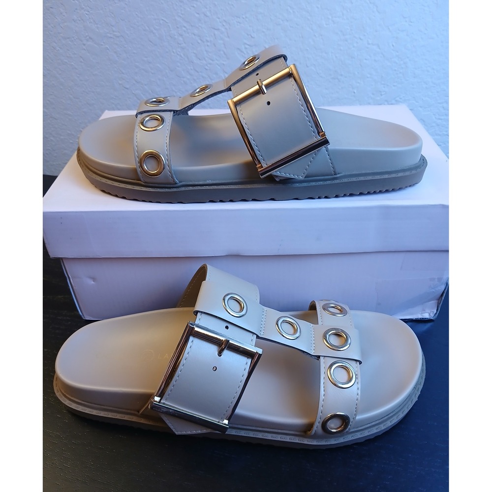 Chinese Laundry Rozalia Nude Grommet Buckle Slide Sandals RBZ-002 Womens 8.5 39M